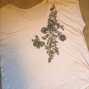 Lane Bryant beaded detail cream tee shirt sz 22/24